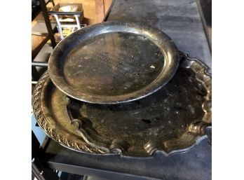 Assorted Silver Plate Platters (Garage Upstairs)