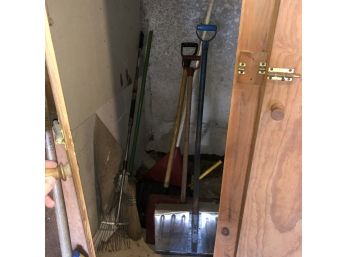 Shovel And Broom Lot (Garage Cabinet)