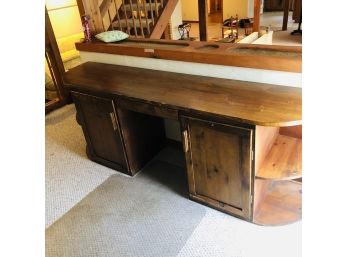 Long Curved Edge Desk With Cabinet Storage (Living Room)