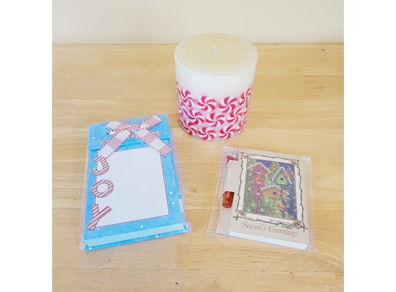 Peppermint Candle And Holiday Note Pads