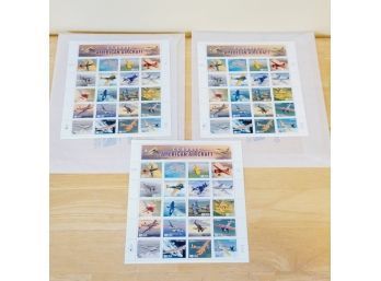 3 Sheets Of Classic American Aircraft Stamps