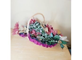 Large Lined Basket Filled With Faux Florals