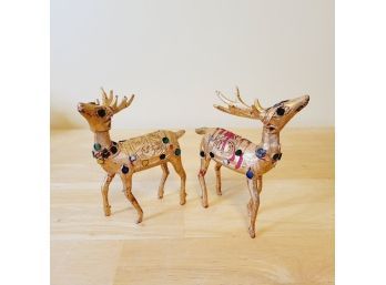 Set Of 2 Small Deer Decorations