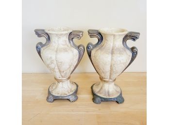 Set Of 2 Ceramic Decorative Urn Planters