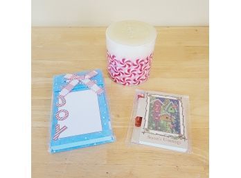 Peppermint Candle And Holiday Note Pads