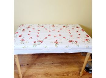 Red Floral Linen Tablecloth From Poland
