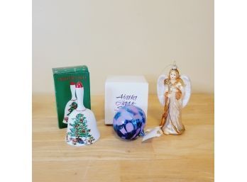 Alaska Glass Studio Ornament,  Angel Ornament And Christmas Bell