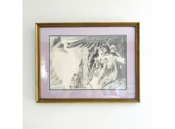 Elaine Duillo Original Pencil Sketch For 'A Moment In Time' By Bertrice Small (1991)