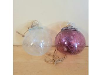 Set Of 2 Hand Blown Glass Bulbs
