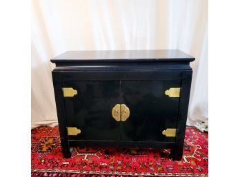 Mersman Furniture Mid Century Black Lacquer Buffet/cabinet With Brass Accents