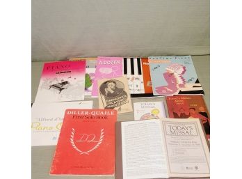 Piano Sheet Music, Instruction Books, Harmonica Book And Other Vintage Music