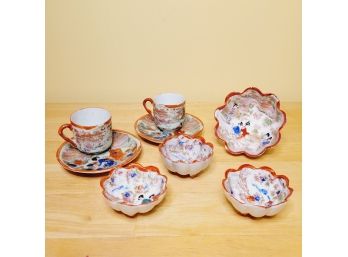 Hand Painted Japanese Bowls, Cups And Saucers