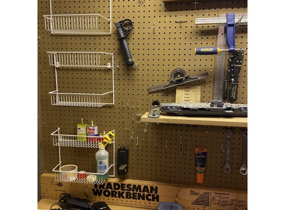 Workbench Lot Of Various Tools And Items - Does Not Include Pegs Or Pegboard (basement)