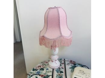 Lamp With Pink Fringe Shade (Bedroom)