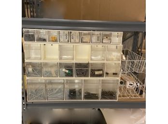 Shelf Lot Including Modular Storage Bins - Small - For Crafts Or Hardware (basement)