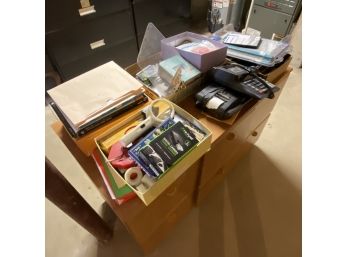 Table Top Lot With Various Office Supplies (Basement)