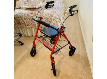 Drive Medical Walker With Seat, Breaks, And Basket - Adjustable And Foldable (3rd BR)