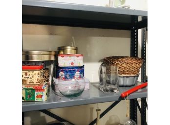 Shelf Lot: Tins And Other Items (Garage)
