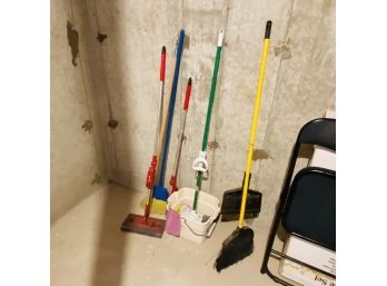 Lot Of Cleaning Brooms/mops (basement)