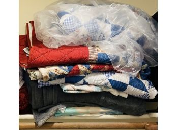 Closet Shelf Lot Of Miscellaneous Blankets Etc (3rd BR)