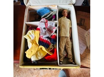 Vintage Ken Doll With Ken Case And Assorted Clothing With Barbie Clothing Pieces (barn)