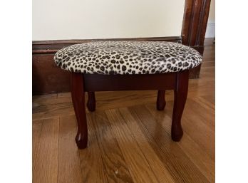 Small Wood & Leopard Print Storage Stool (Living Room)