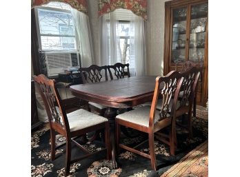 Vintage Mahogany Chippendale Style Dining Table With Six Chairs