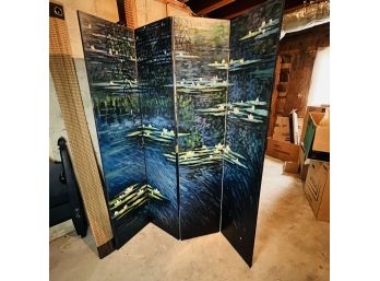 Room Divider With Printed Waterlily Scene (Basement 2)
