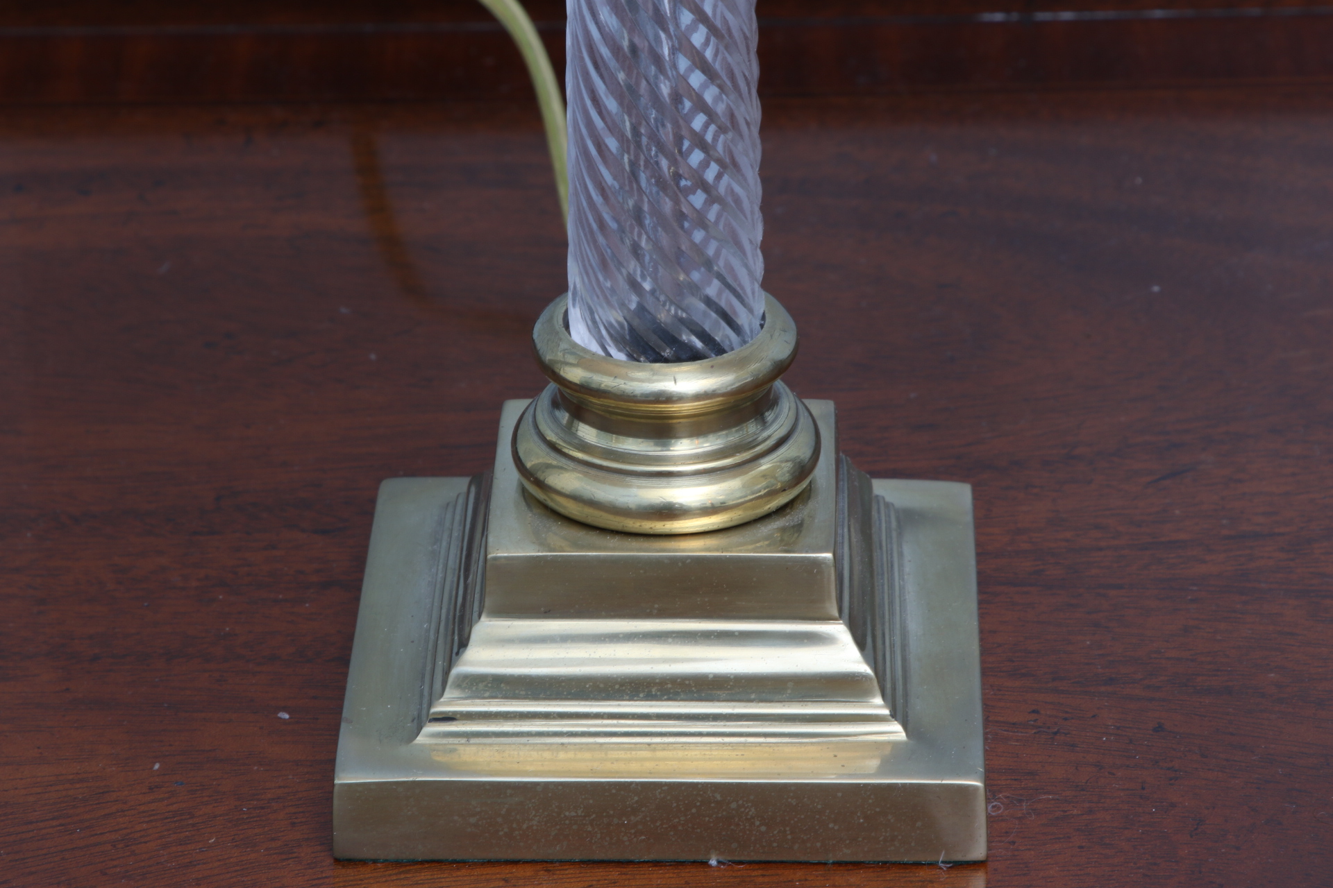 F59789EC: BALDWIN Brass Double Arm Desk Lamp W. Black Shade 