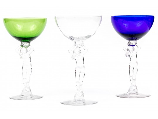 Sold at Auction: Set 6 Art Deco Cambridge Nude Stems Wine Glasses