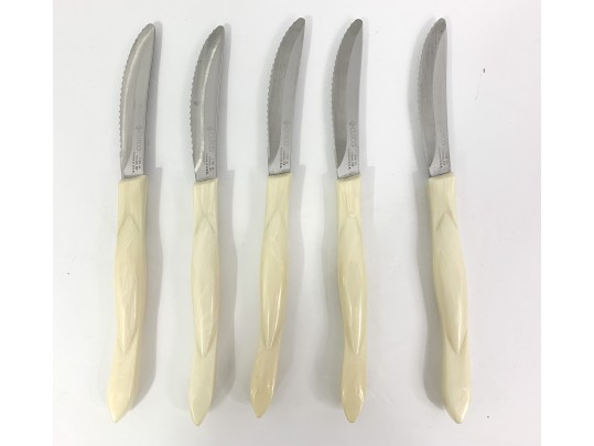 Set Of 5 Cutco Steak/Table Knives In Pearl White #1759 JJ #215400