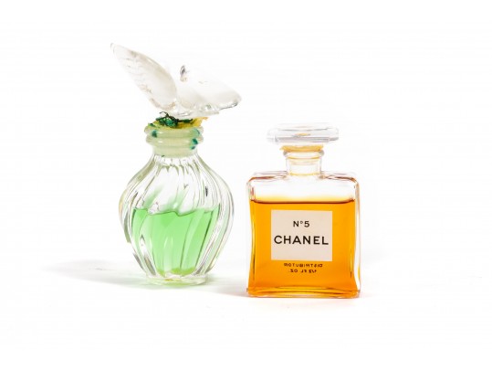 A Lalique Crystal Dove Bottle And Vintage Chanel No.5 Perfume