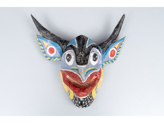 South American Paper Mache Horned Mask #141159