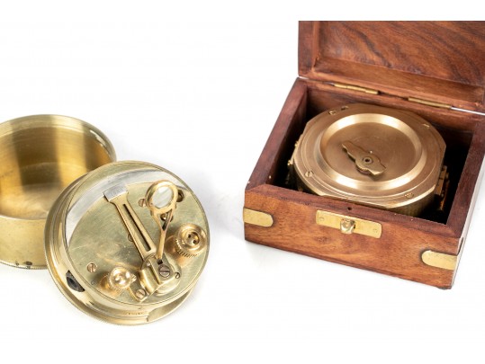 Maritime Navigation Sextant And Natural Sine Brass Compass #152513