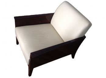 Mahogany And Cream Leather Accent Chair