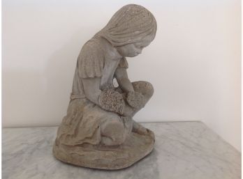 15' Concrete Kneeling Girl Garden Sculpture