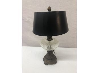 17 Inch Vintage Brass And Crystal L&L Lamp