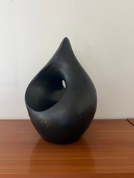 Tall MCM Vintage Abstract Ceramic Sculpture In Black