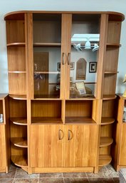 85' High Laminate Display Cabinet With Glass Doors And Quarter Round Shelves