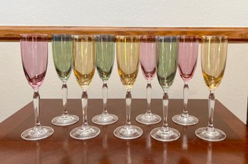 Iridescent Tall Champagne Glasses - Set Of 9
