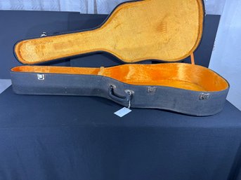 Vintage Acoustic Guitar Case, Black Tolex Hardcover W/ Yellow Interior