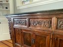 ANTIQUE HAND CARVED BUFFET WITH CUSTOM GRANITE TOP