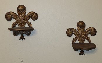 PAIR OF WOODEN DISPLAY SCONCES