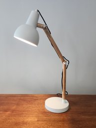 WOODEN SWING ARM DESK LAMP ON METAL BASE BY IDEA LIGHTING