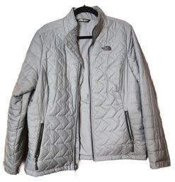 The North Face Women's Silver Gray Quilted Zip Up Jacket