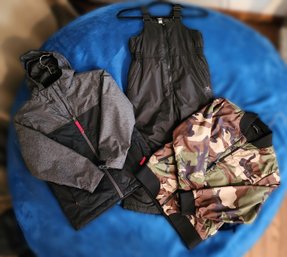 Pair Of Boy's North Face Jackets And Zero Exposure Ski Pants