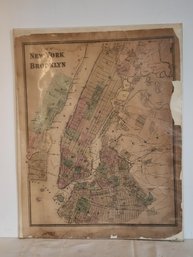 VINTAGE PLAN OF NEW YORK AND BROOKLYN MAP