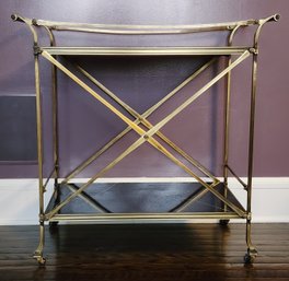 2 TIER MARBLE AND BRASS BAR CART