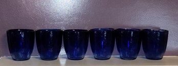 VINTAGE 6 PC SET OF COBALT BLUE GLASSES