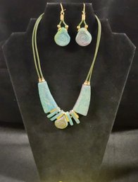 VINTAGE GREEK NATURAL STONE EARRINGS AND NECKLACE